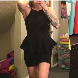Black ruffled Body-Con Dress